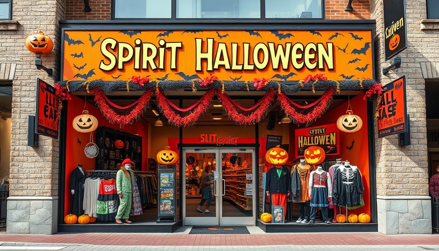 Vibrant Spirit Halloween store front in Charlotte, festive and inviting.