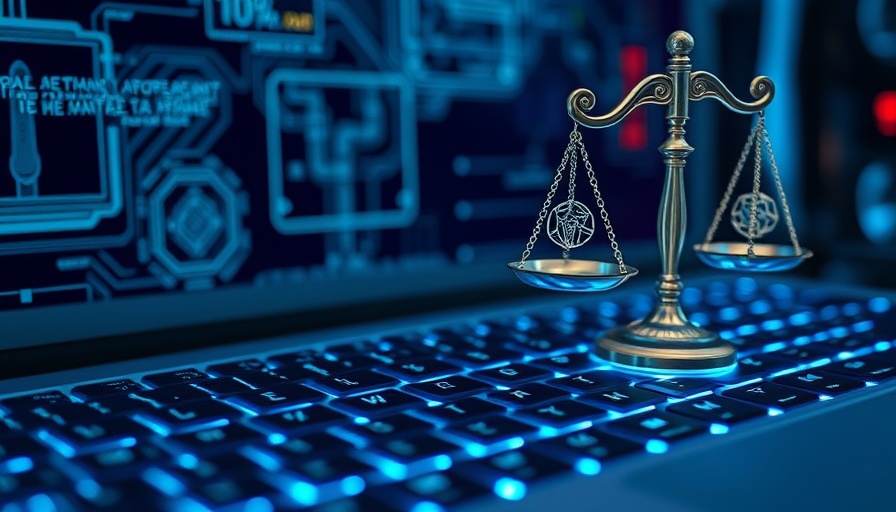 AI ethics and society implications represented on a digital blue keyboard.