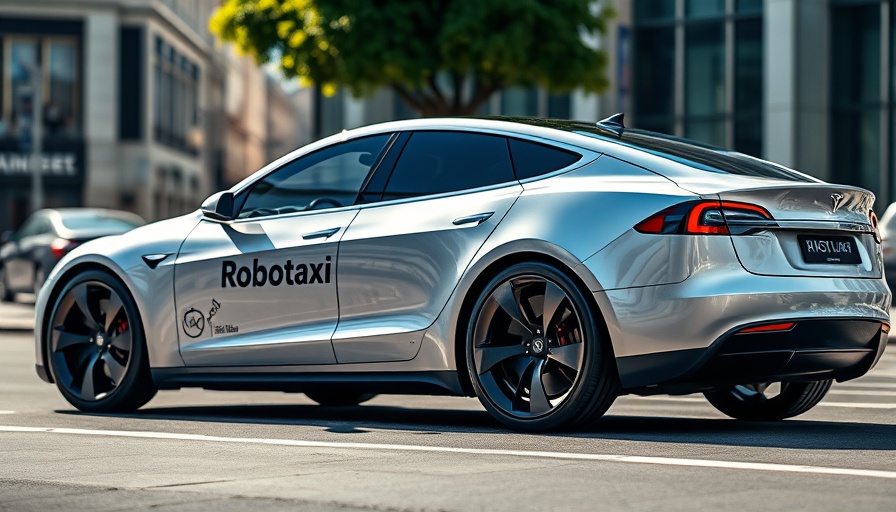 Tesla ride-hail service Robotaxi close-up with logo in urban setting