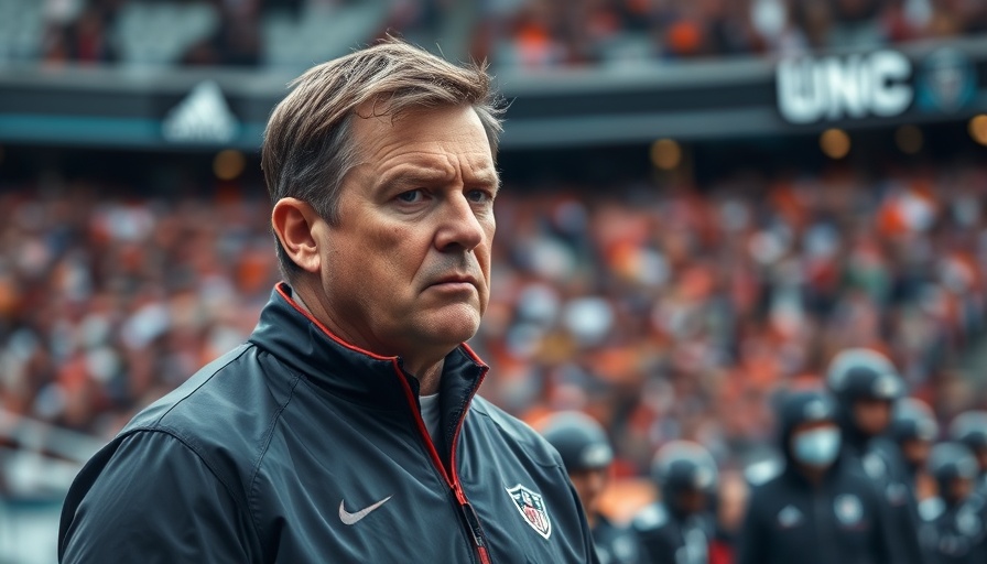 Focused football coach, exemplifying the Raiders coaching difference, on the sideline.