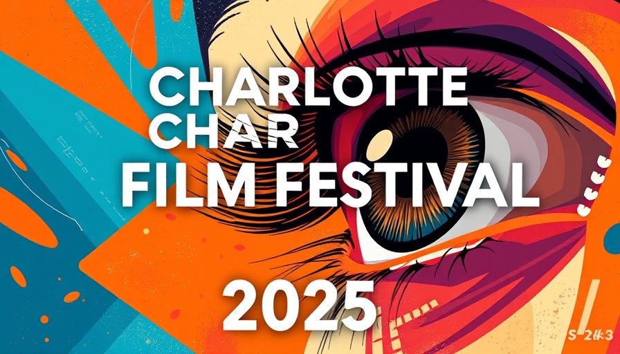 Charlotte Film Festival 2025 vibrant abstract poster with eye detail.