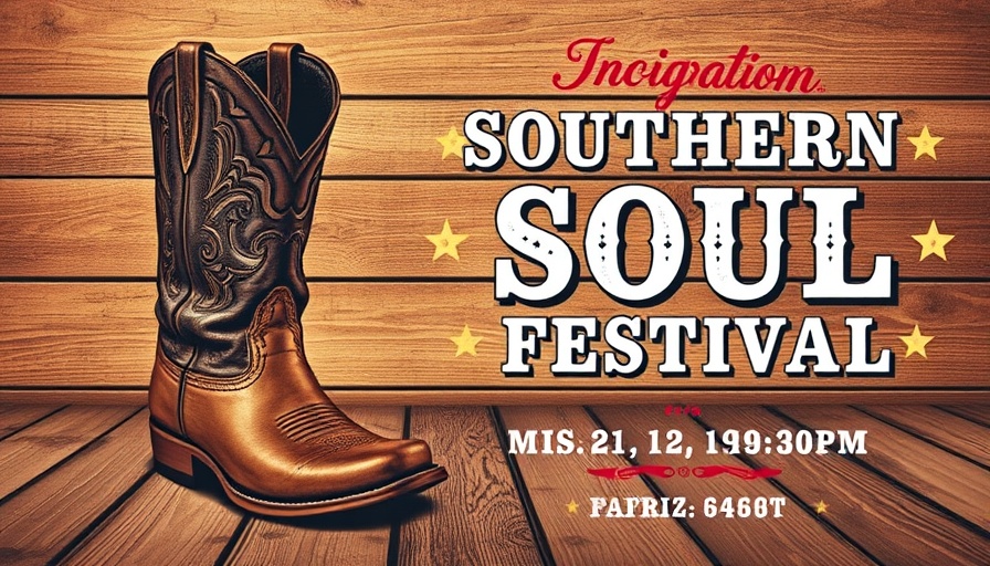 Southern Soul Music Festival in East Spencer poster with cowboy boots.