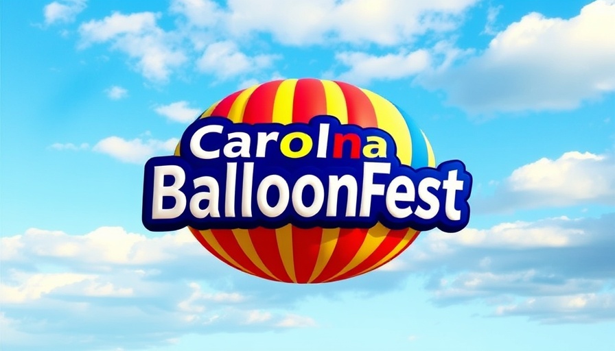 Carolina BalloonFest 2025 logo over a cloudy blue sky.