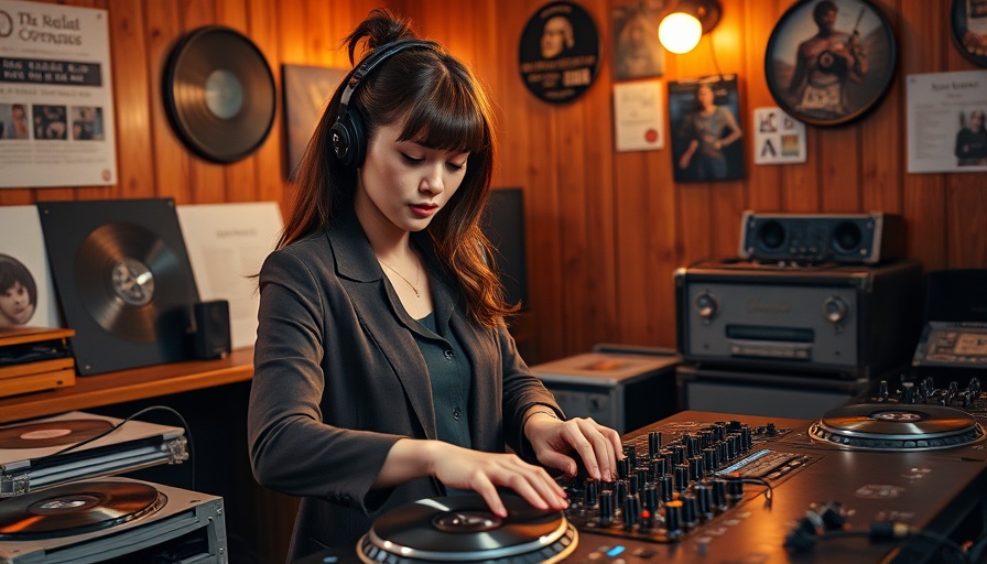 PAMMSonic with DJ Gia Fu: Female DJ mixing music in cozy record room.