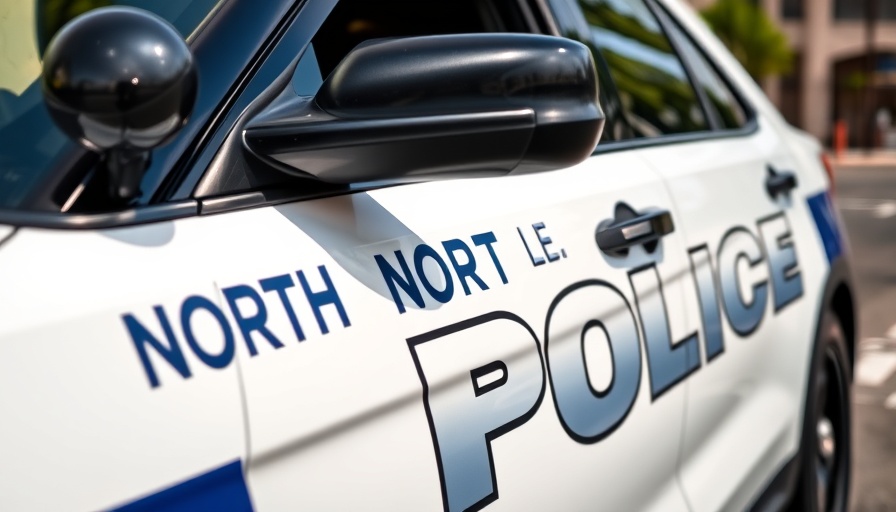 North Las Vegas police vehicle close-up during gunfire incident.