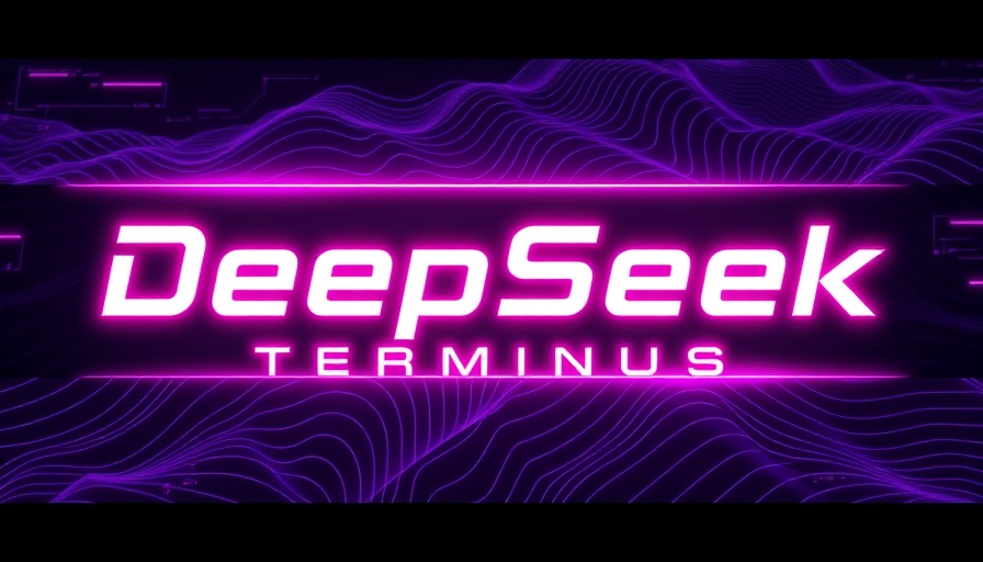 DeepSeek V3.1 Terminus model digital banner with neon text.