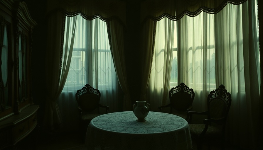 Delaporte Manor Halloween Experience: eerie Victorian parlor, antique decor.