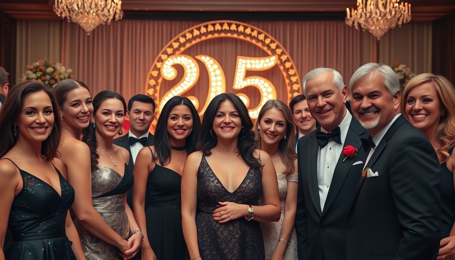 25th annual Cure By Design Gala, group in formal wear, elegant backdrop.
