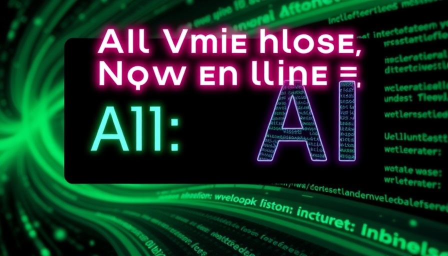 Vibrant banner showcasing AI features with dynamic text and code.