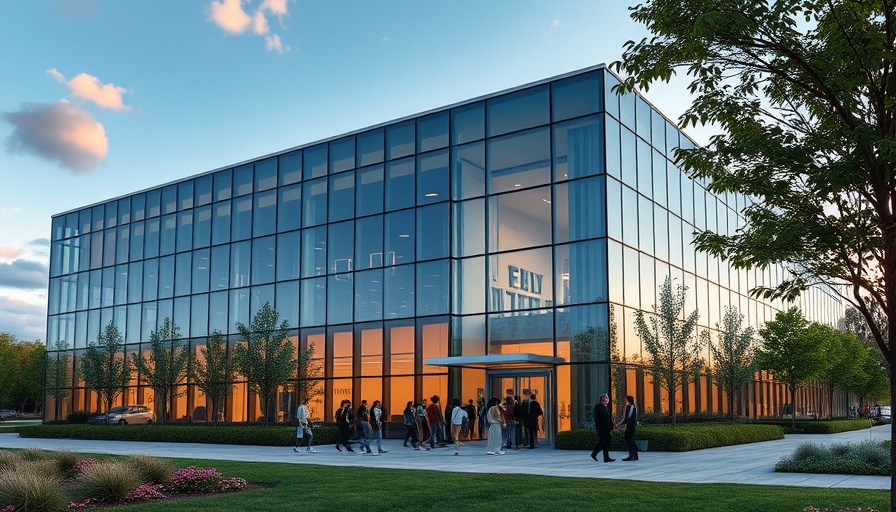 MUSC Indian Land Medical Campus with modern glass facade at sunset.