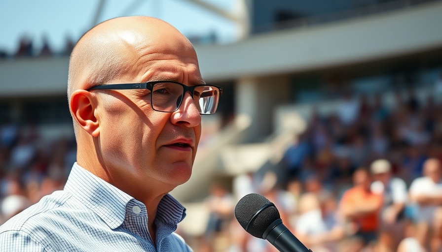 Mature man with mic at event, thoughtful expression, Paul Finebaum Senate run news.