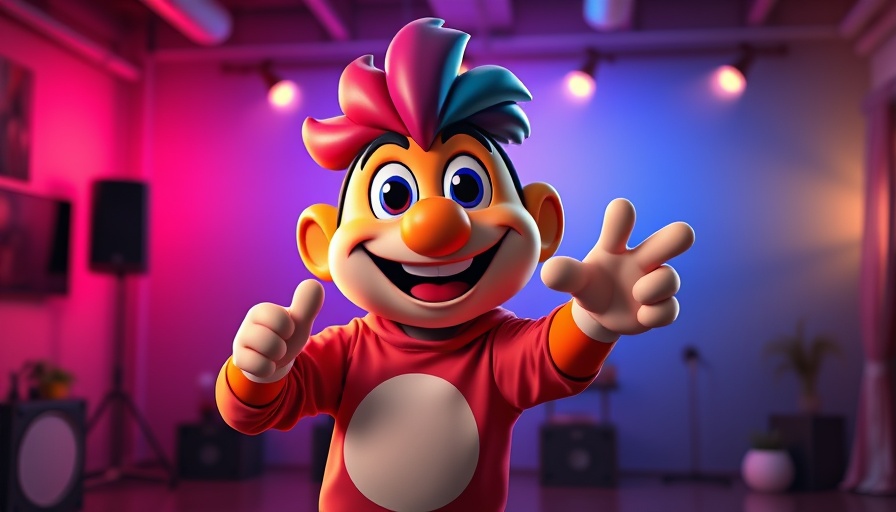 Disney on Ice in Charlotte features mascot character on TV set.