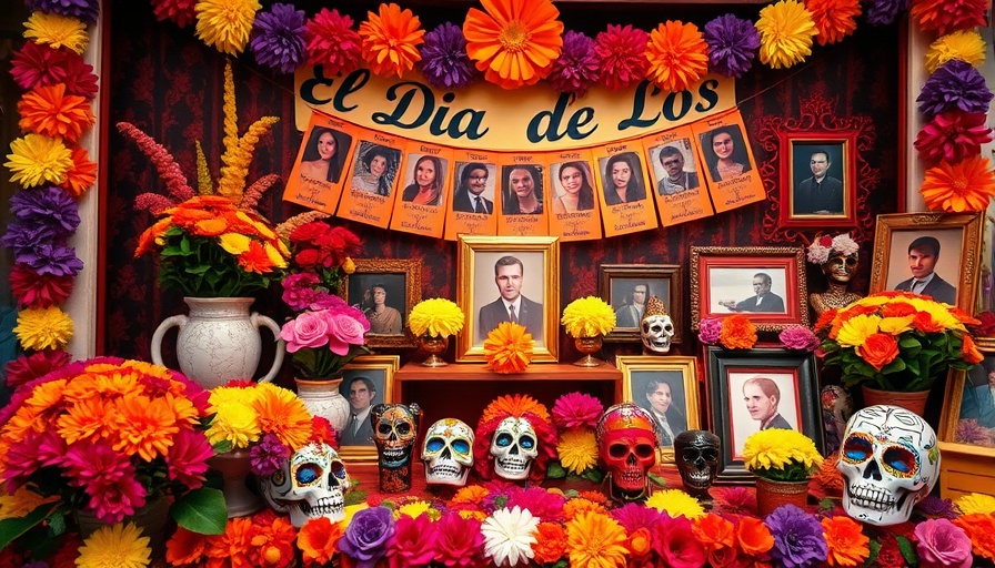 El Día de los Muertos altar in Nashville with vibrant decorations.