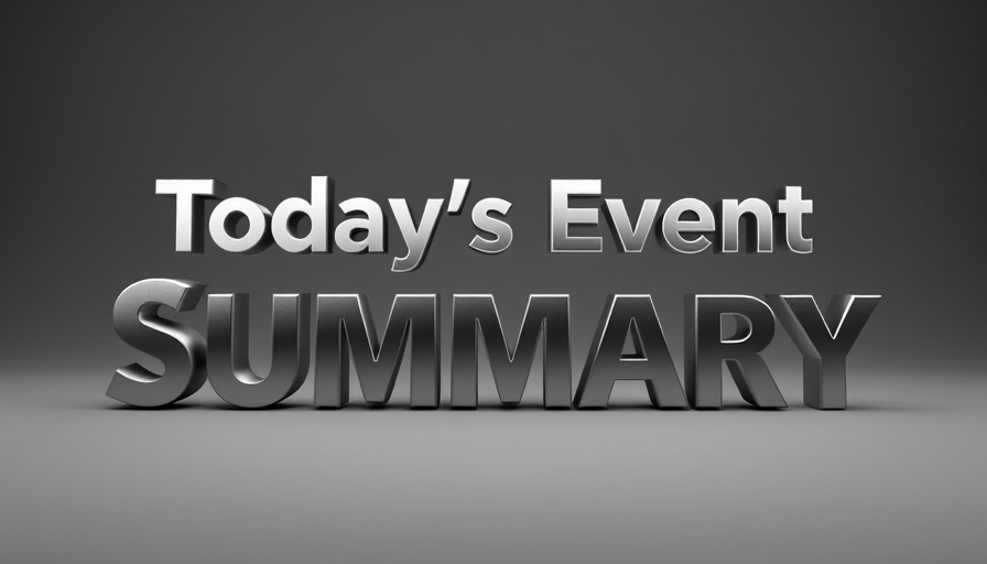 Reflective 3D metallic text 'Today's Event Summary'.