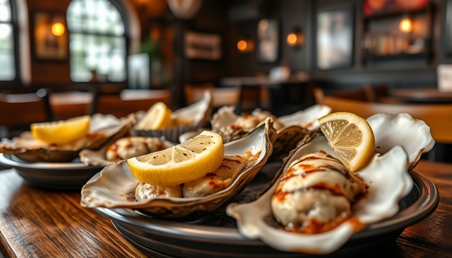Grilled oysters with lemon at iconic New Orleans restaurant.
