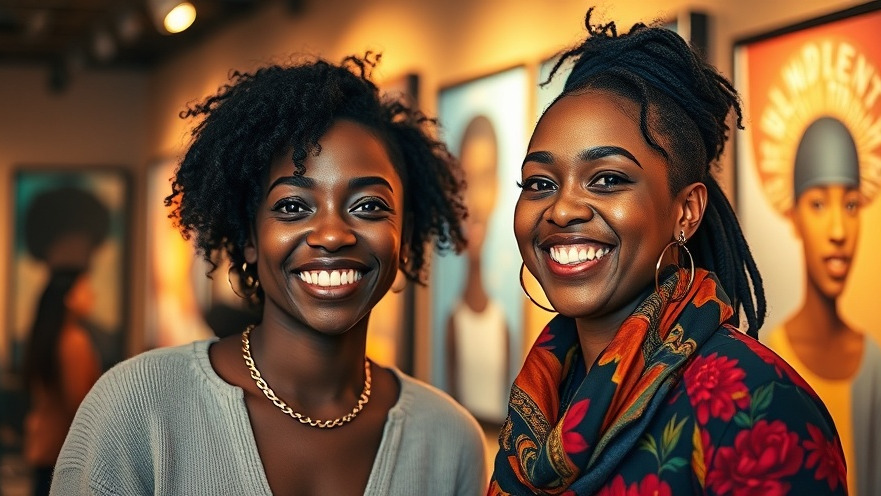 Smiling African Americans at ZuCot Gallery celebrating artistic representation of Black resilience.