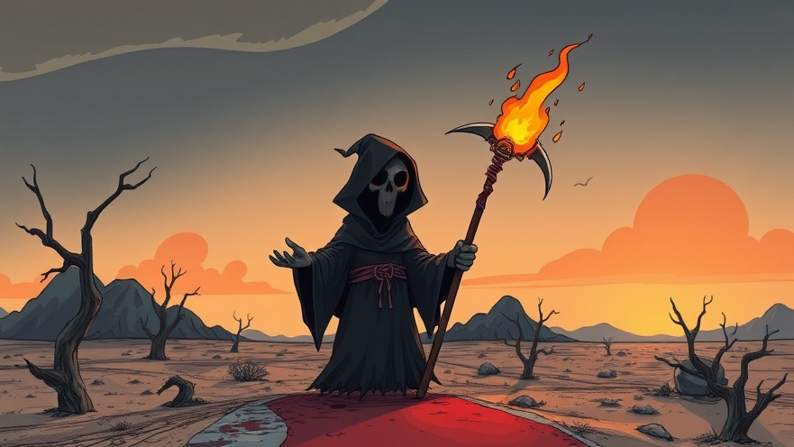 Editorial cartoon of a grim reaper in Las Vegas culture with political satire humor.