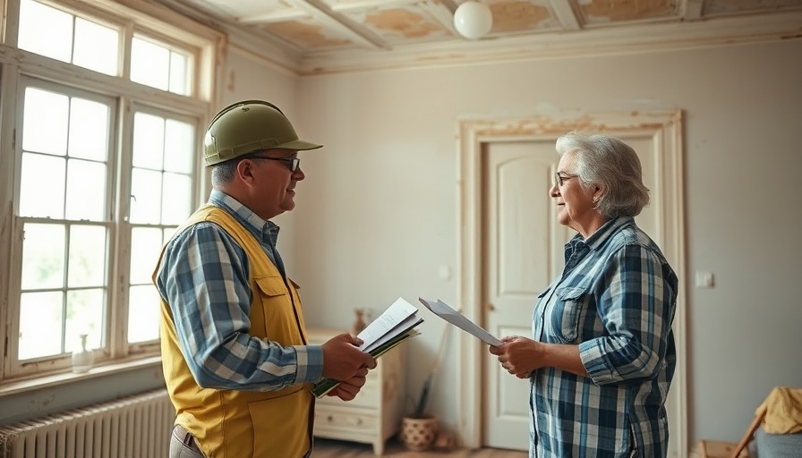 Home inspector discussing lead paint inspection in a peeling paint room.