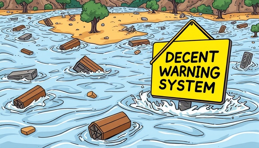 Texas Hill Country Flood Recovery cartoon highlighting warning system.