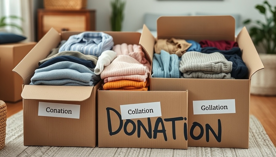 Donation boxes of clothes for things to get rid of in your home in August.
