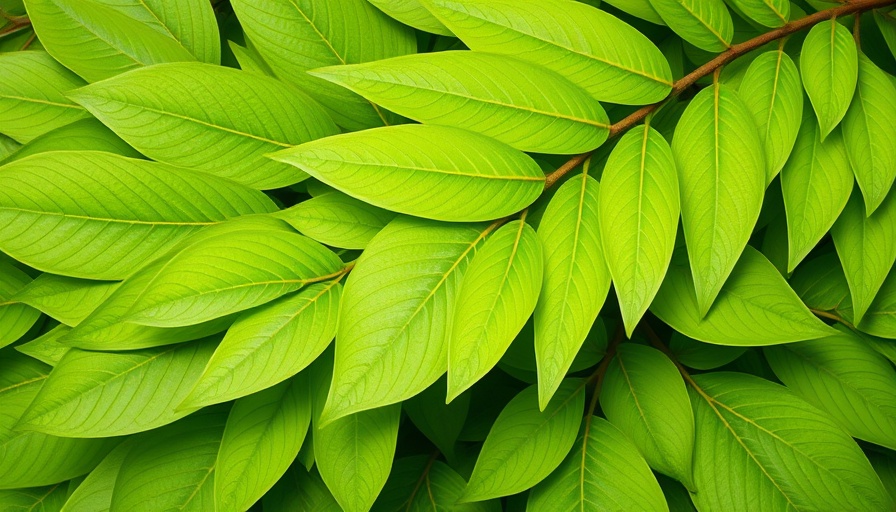 Fresh moringa leaves spread out, showcasing their vibrant green color and texture.