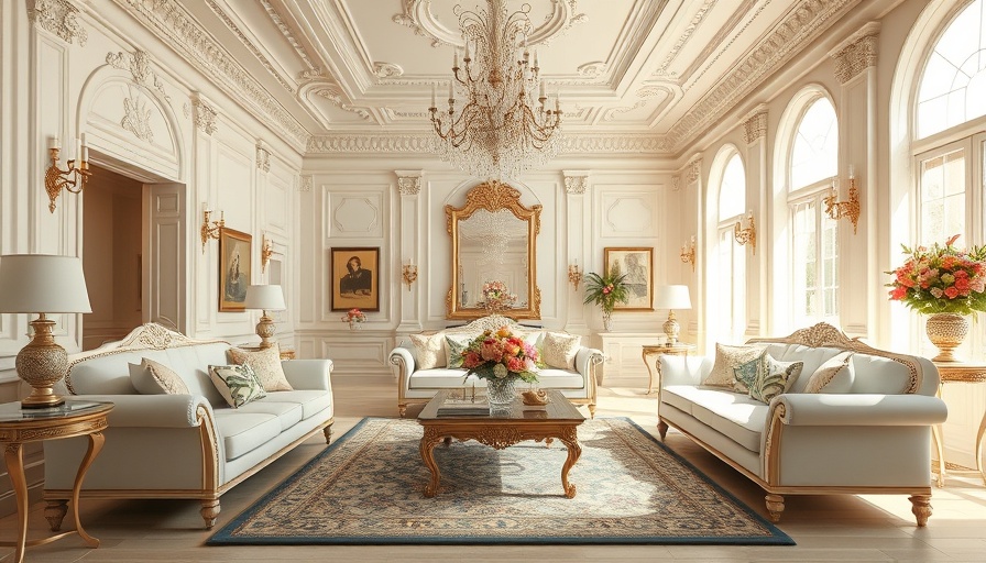 Elegant formal living room with luxurious white sofas and ornate decor.