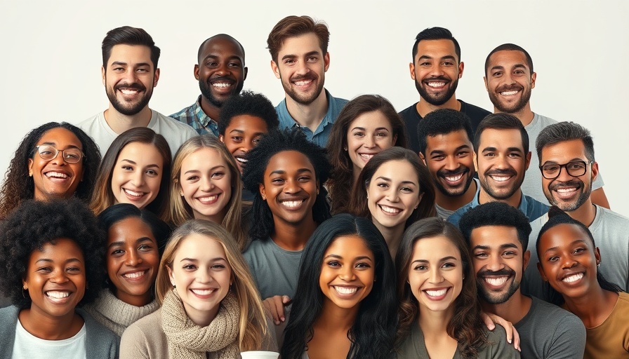 Group portrait of smiling people reflecting on emotional and stress eating.