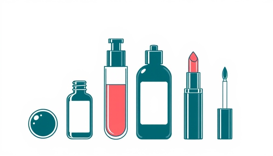 Minimalistic skincare product illustration with scientific theme.