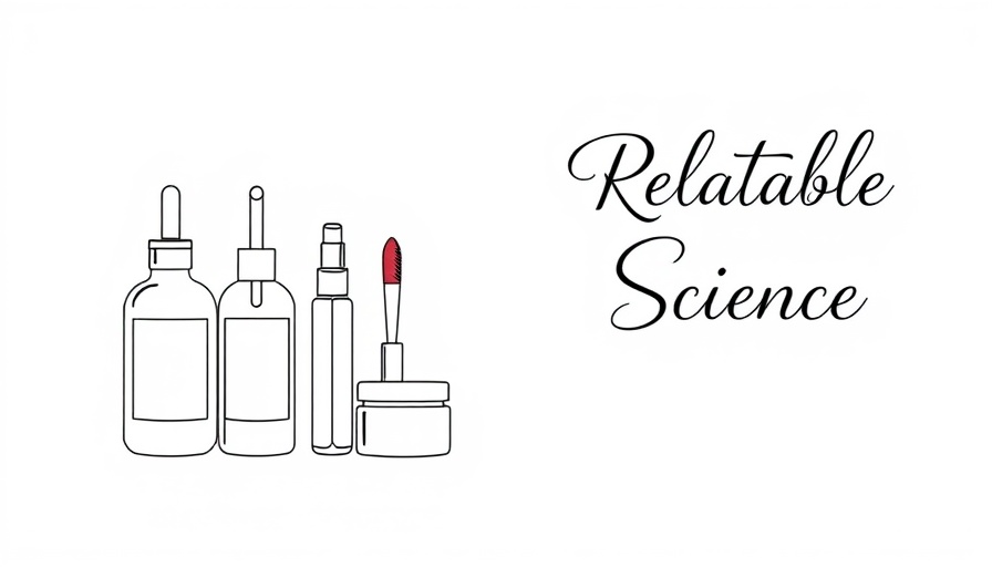 Illustration of skincare items with 'Relatable Science' in cursive