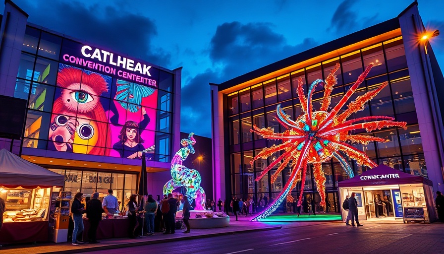Colorful art installation outside the George R. Brown Convention Center, Untitled Art Houston.