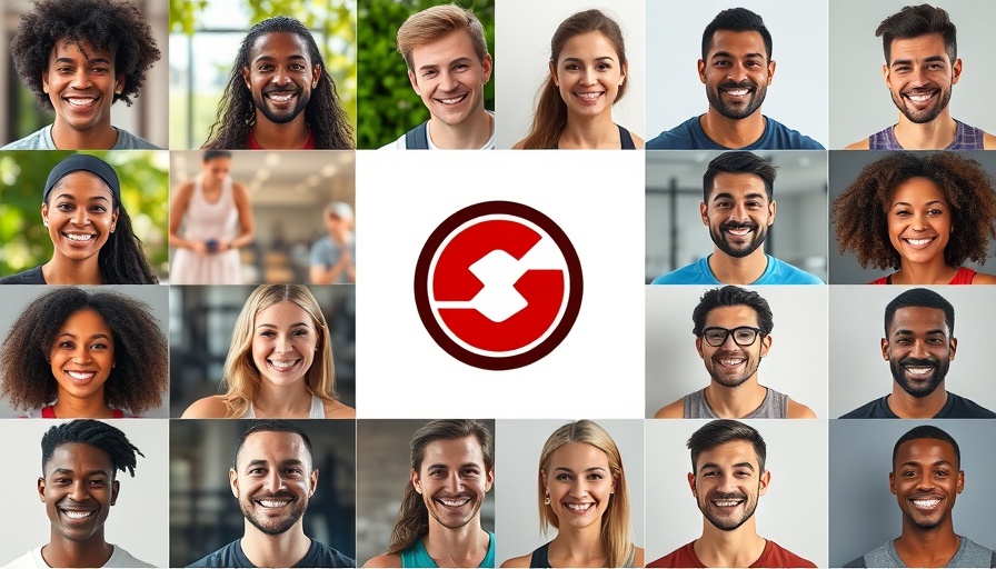 Collage of smiling individuals with varied backgrounds for a fitness league.