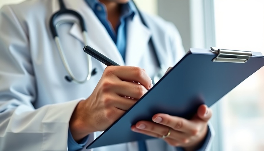 Close-up of a doctor with a clipboard, focusing on nutrition.