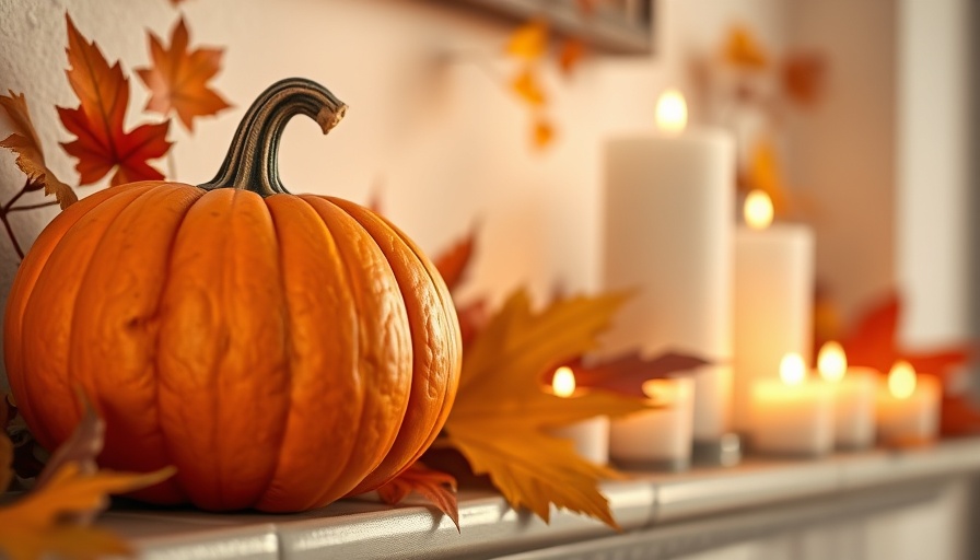 Cozy fall decor with pumpkin and candles for 2023 trends.