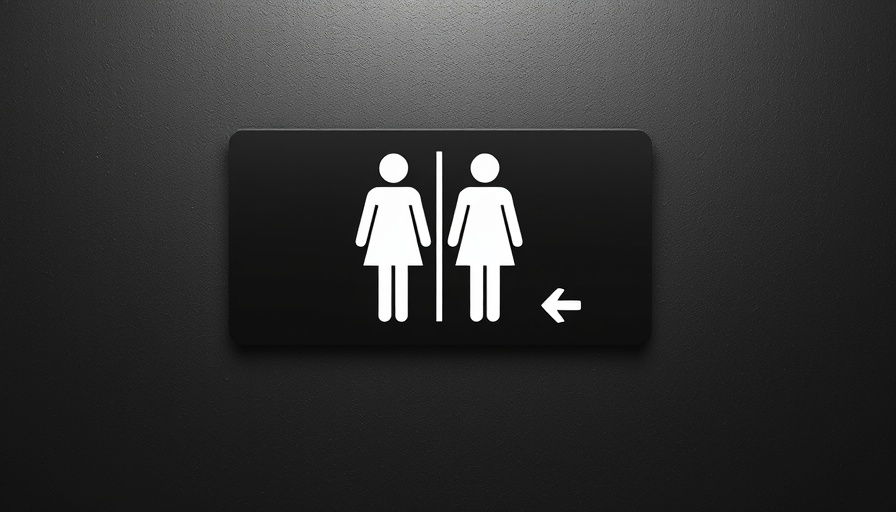 Restroom sign with arrows symbolizing Texas Bathroom Bill.