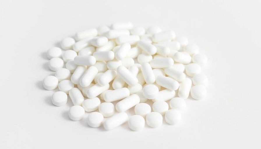 White pills arranged on a white surface, statins and longevity concept.