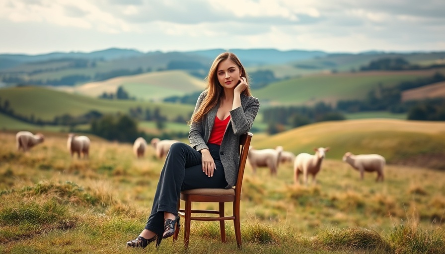 Decentralise UK Fashion countryside photoshoot with stylish outfit.