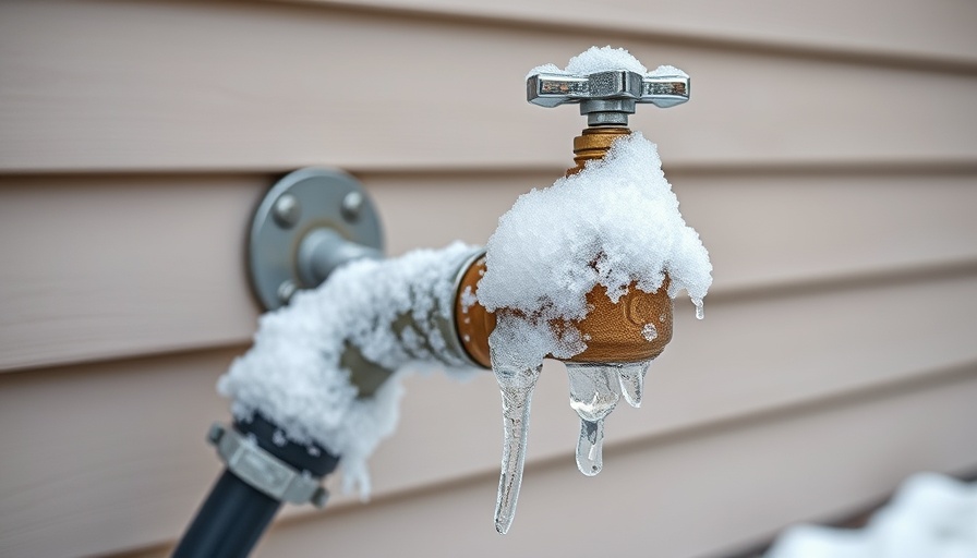 Winterize hose spigot with snow covering the handle.