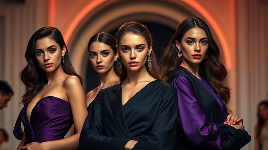 Models in navy and purple fashion during Armani event aligned with Giuseppe Marsocci Armani CEO appointment.