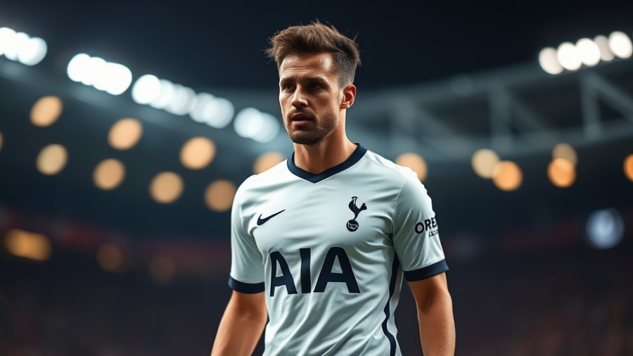 Tottenham player with intense focus under bright stadium lights