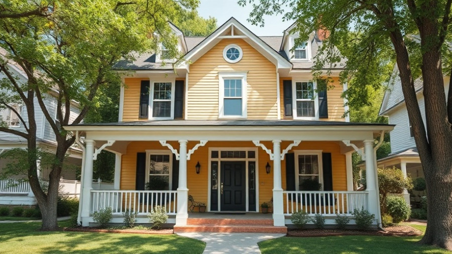 Charming suburban home emphasizing home security products.