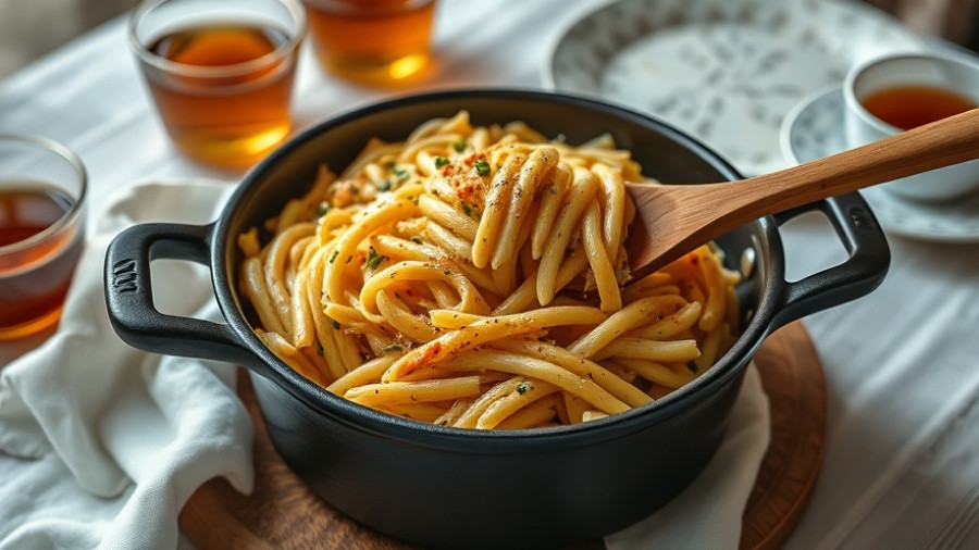 Delicious cheesy pasta in a pot, early Black Friday kitchen deals.