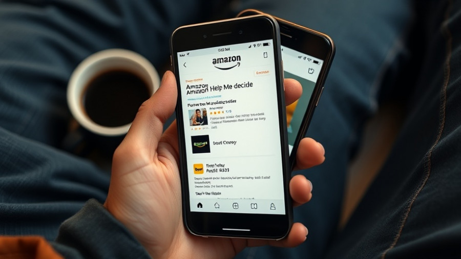 Person using Amazon Help Me Decide feature on smartphone.