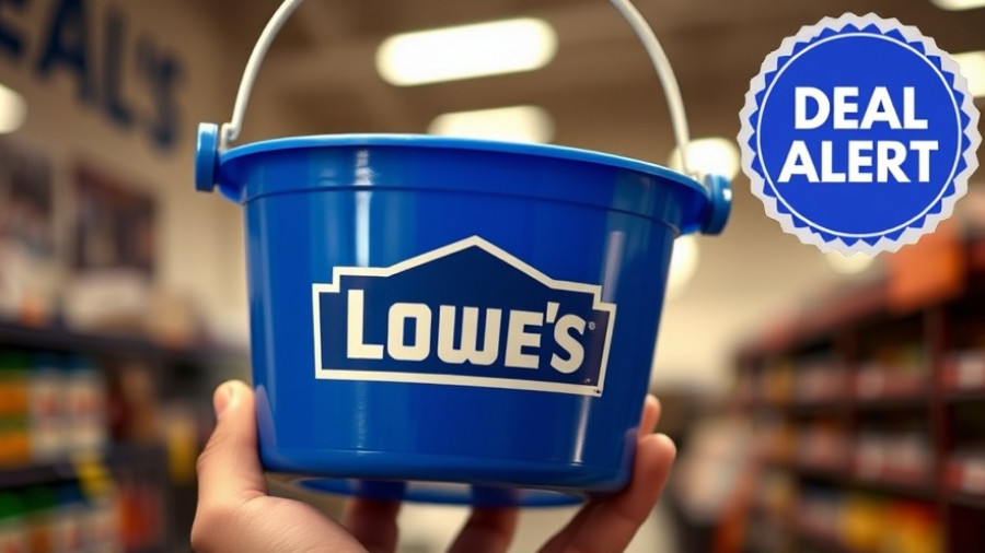 Lowe's mini bucket held indoors, promotional deal alert.