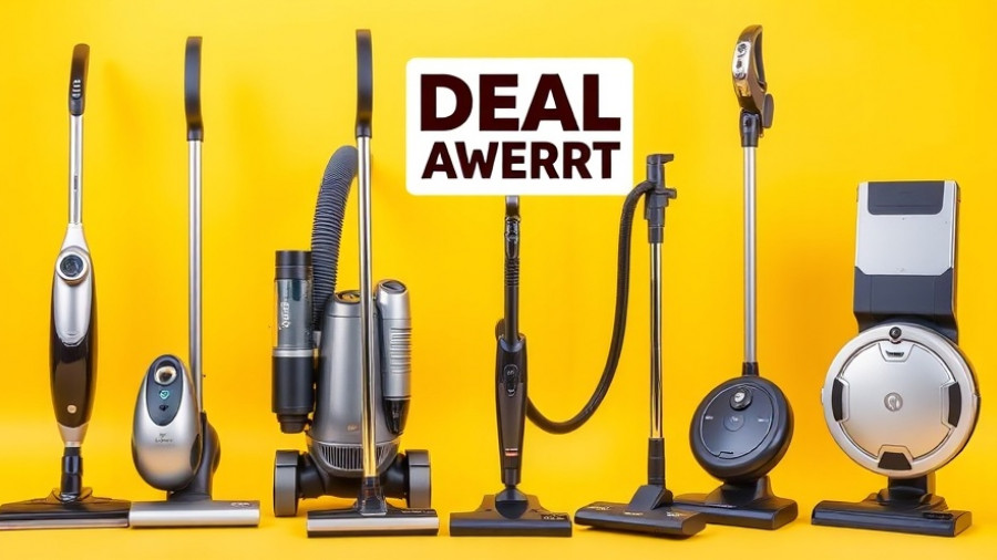 Way Day cleaning tool deals with various vacuums on yellow background.
