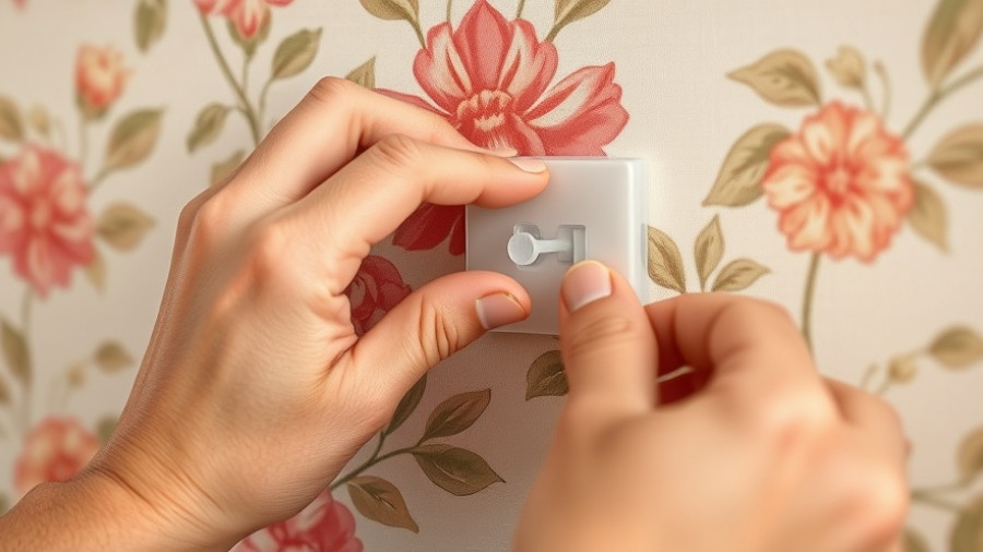 Prevent temporary hook damage with careful application on wallpaper.