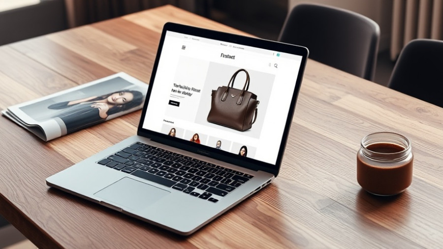 Fashion e-commerce site displayed on a laptop with accessories.