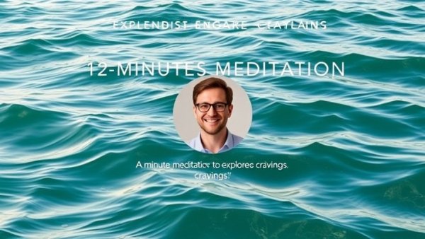 Mindfulness Meditation for Cravings concept with ocean background and meditation text.