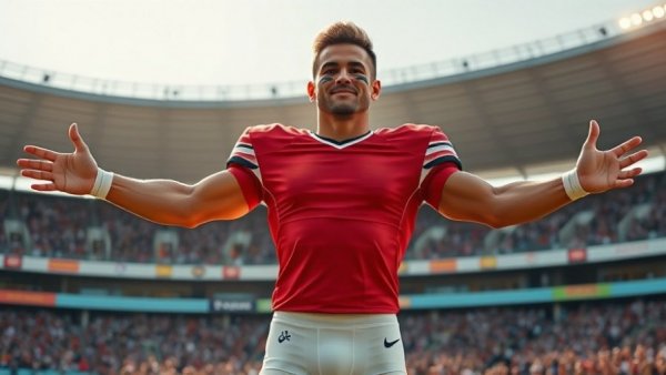 Football player posing confidently in stadium. Quinnen Williams trade.