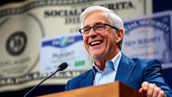 Older male speaker with dollar bill background, SSI COLA increase context.