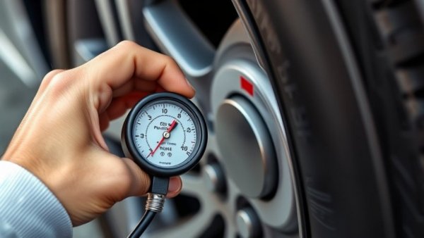Tire pressure light troubleshooting with a gauge on car wheel.
